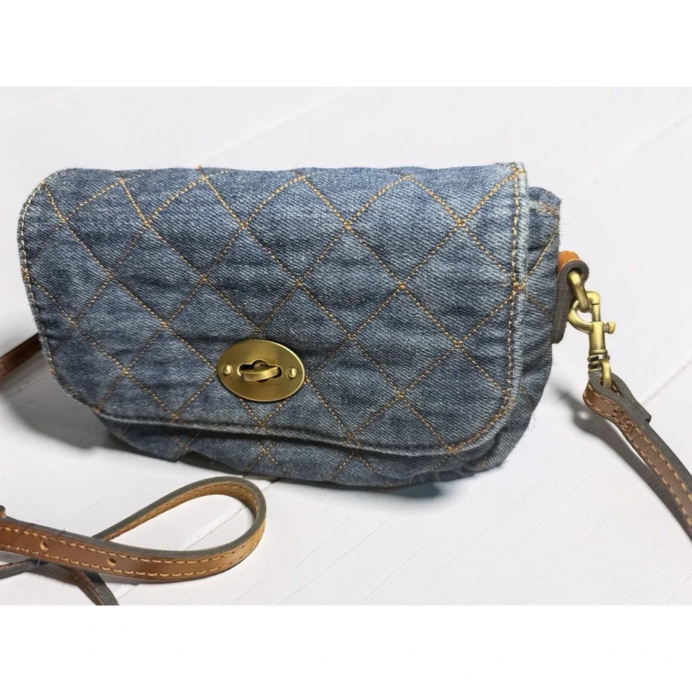 NWT Patricia Nash Quilted Blue Dark Denim Bonny Crossbody turnlock